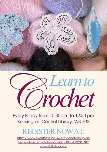 Green and Red Textured Crochet Workshop Poster